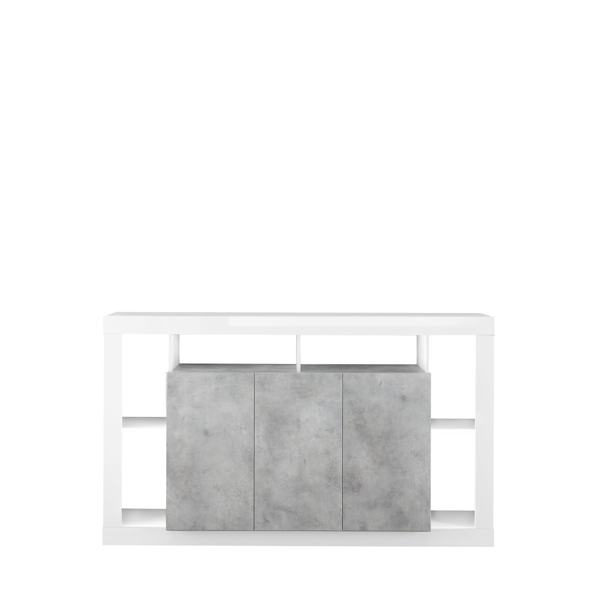 Viola 3 Door 172cm White Gloss and Concrete Grey Sideboard - FurniComp