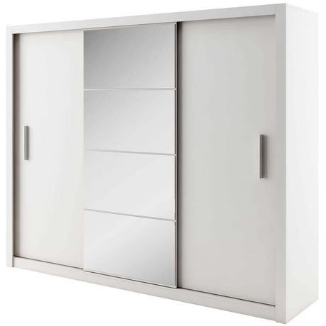 Austin White 3 Door 250cm Mirrored Sliding Door Wardrobe AU-01 - FurniComp