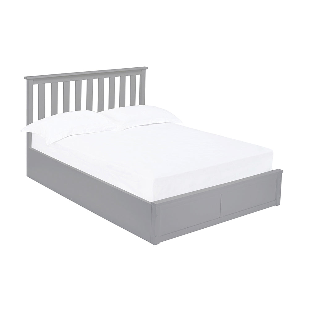 Windsor Grey Shaker Style Wooden Ottoman Lift Up Storage Bed - FurniComp