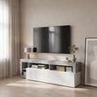 Lorenzo 184cm White Gloss and Concrete Grey TV Stand - FurniComp