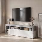 Lorenzo 184cm White Gloss and Concrete Grey TV Stand - FurniComp