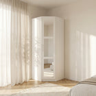 Denver 1 Door White Mirrored Panelled Corner Wardrobe - FurniComp