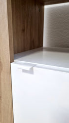 Lorenzo 1 Door White Gloss and Cadiz Oak Small Bathroom Storage Cabinet - FurniComp