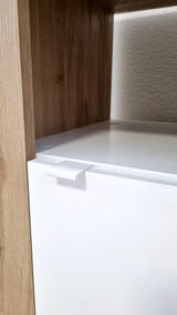Lorenzo 1 Door White Gloss and Cadiz Oak Small Bathroom Storage Cabinet - FurniComp