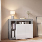 Lorenzo 2 Door White Gloss and Concrete Grey Sideboard - FurniComp