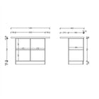 Fiora 130x80cm White Gloss Small Kitchen Island Breakfast Bar with Mercure Oak Top & Storage - FurniComp