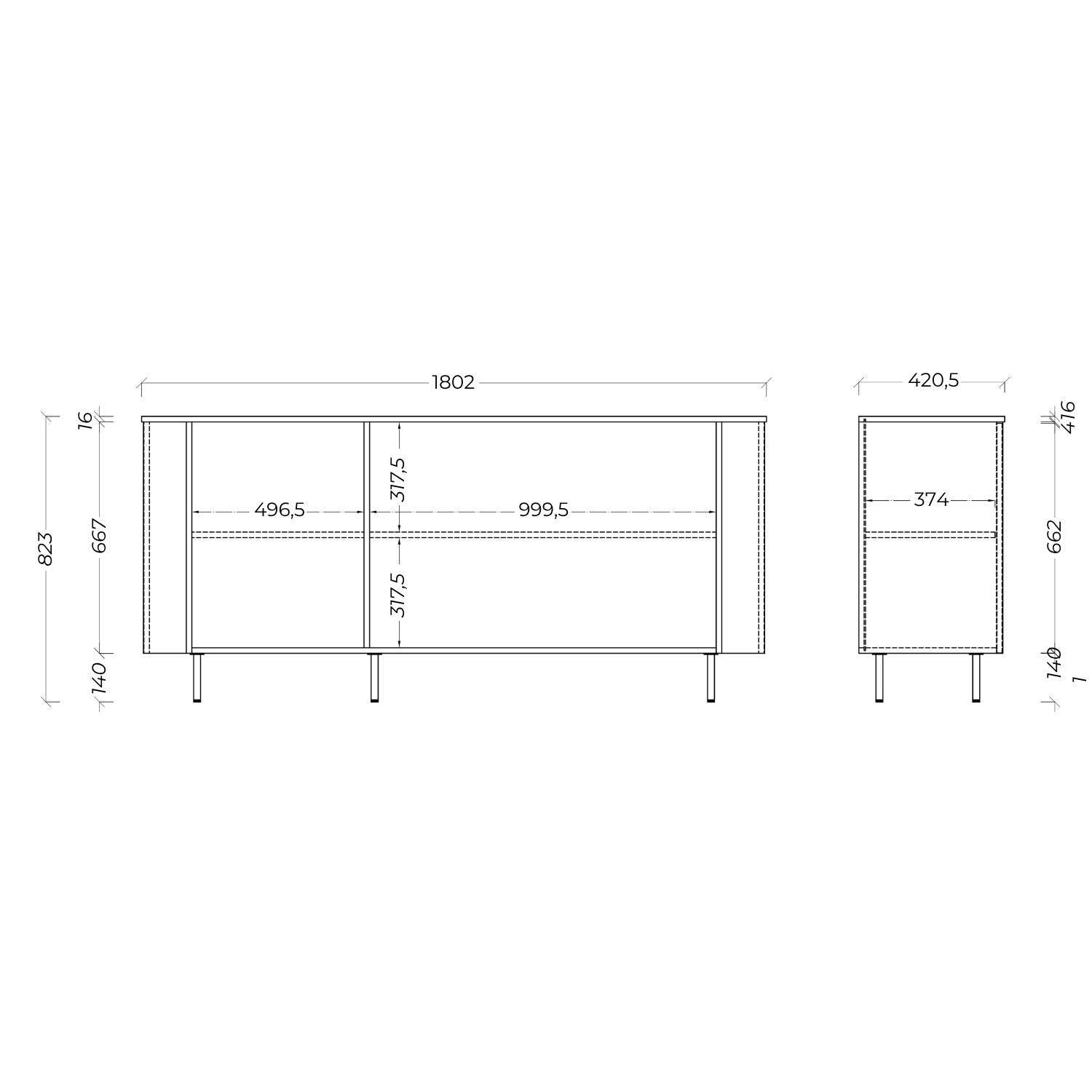 Palermo 180cm 3 Door Curved Sideboard - Cashmere - FurniComp