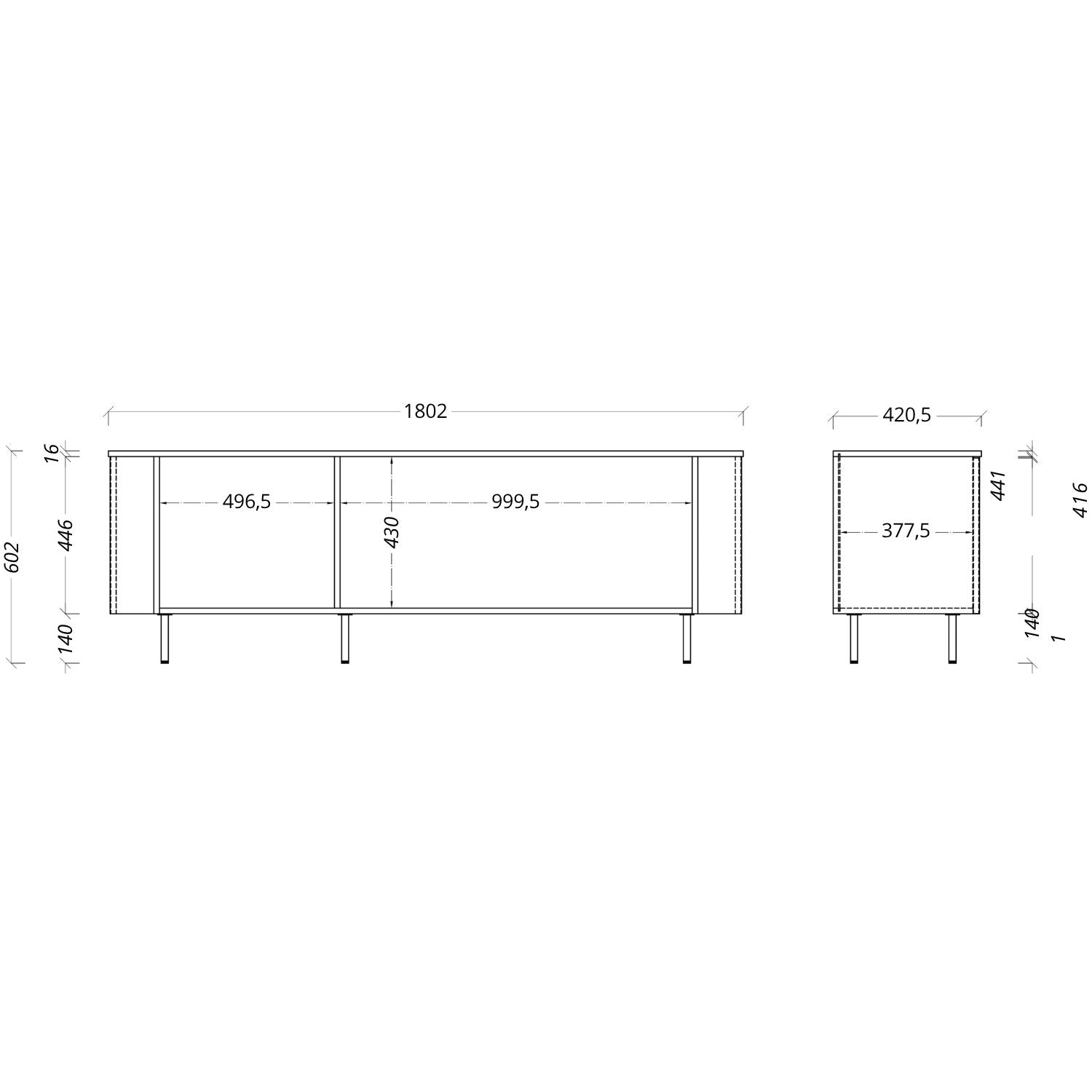 Palermo 180cm 3 Door Curved TV Unit - Cashmere - FurniComp