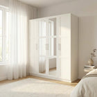 Denver 4 Door White Mirrored Panelled Wardrobe - FurniComp