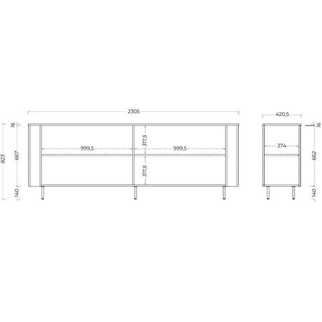 Palermo 230cm 4 Door Large Curved Sideboard - Cashmere - FurniComp