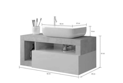 Lorenzo White Gloss & Cadiz Oak 1 Drawer 920mm Wall Hung Vanity Unit with Basin - FurniComp