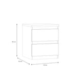 Alaska 2 Drawer Bedside Table - Cashmere - FurniComp
