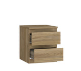 Alaska 2 Drawer Bedside Table - Oak - FurniComp