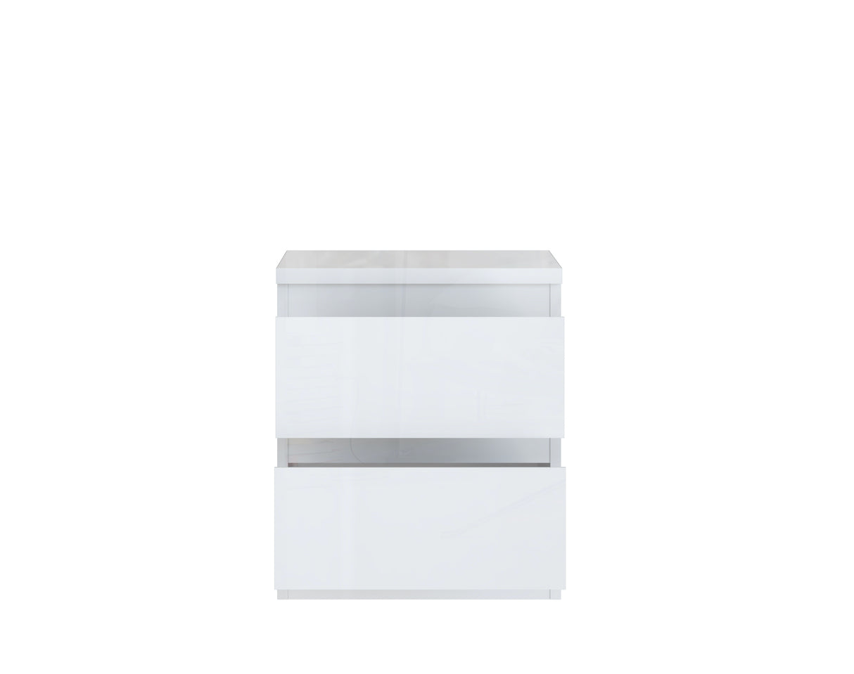 Alaska 2 Drawer Bedside Table - White Gloss - FurniComp