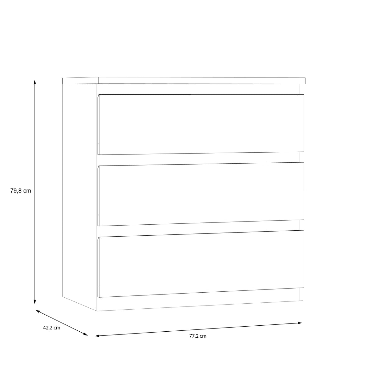 Alaska 3 Drawer Chest of Drawers - Cashmere - FurniComp