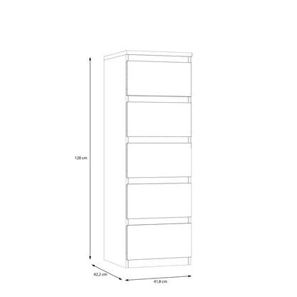 Alaska 5 Drawer Tall Chest of Drawers - Cashmere - FurniComp