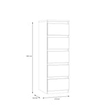 Alaska 5 Drawer Tall Chest of Drawers - White Gloss - FurniComp