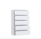 Alaska 5 Drawer Wide Chest of Drawers - White Gloss - FurniComp