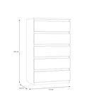 Alaska 5 Drawer Wide Chest of Drawers - White Gloss - FurniComp