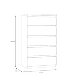 Alaska 5 Drawer Wide Chest of Drawers - White Gloss - FurniComp