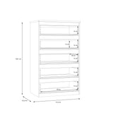 Alaska 5 Drawer Wide Chest of Drawers - White Gloss - FurniComp