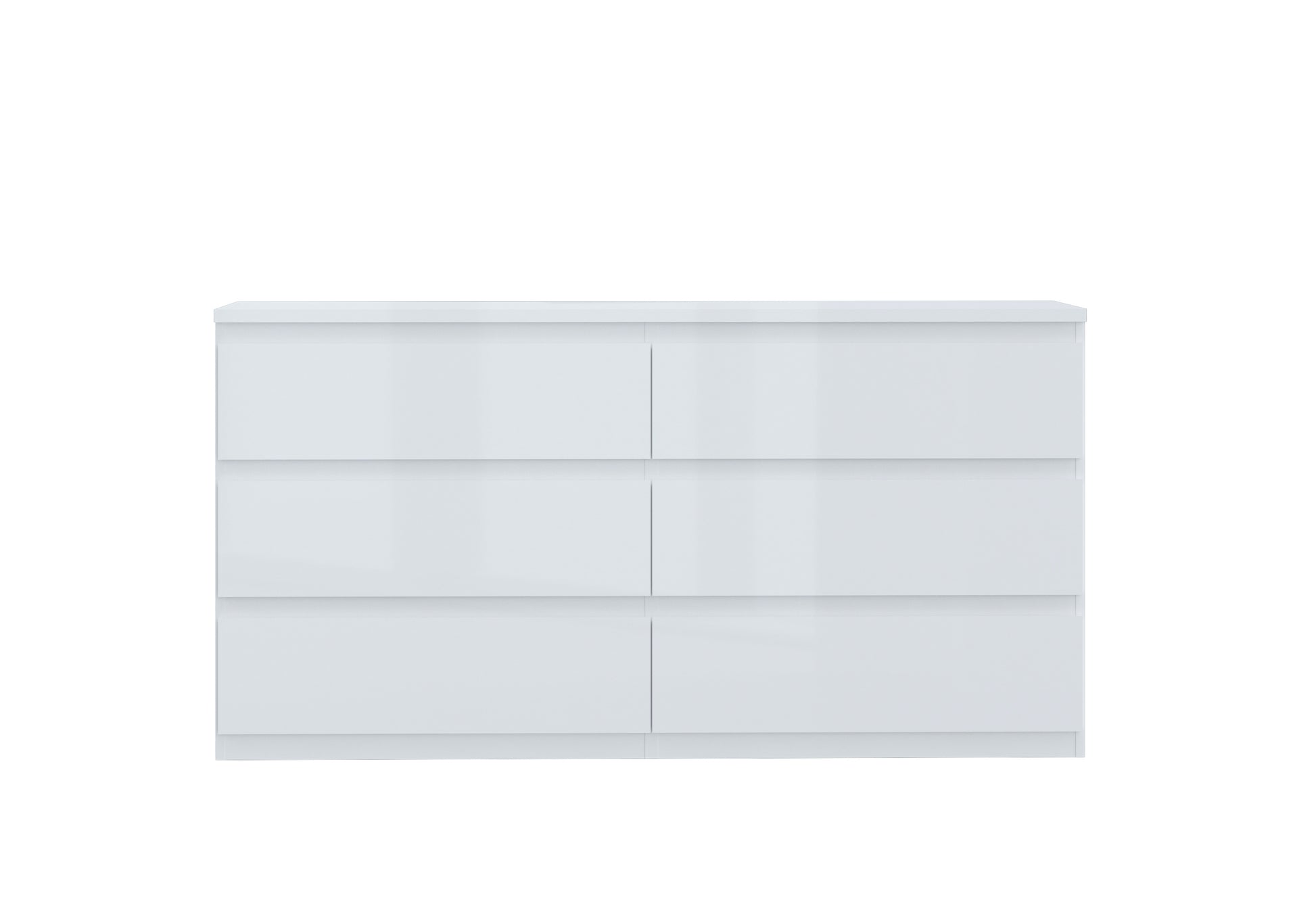 Alaska 6 Drawer Wide Chest of Drawers - White Gloss - FurniComp