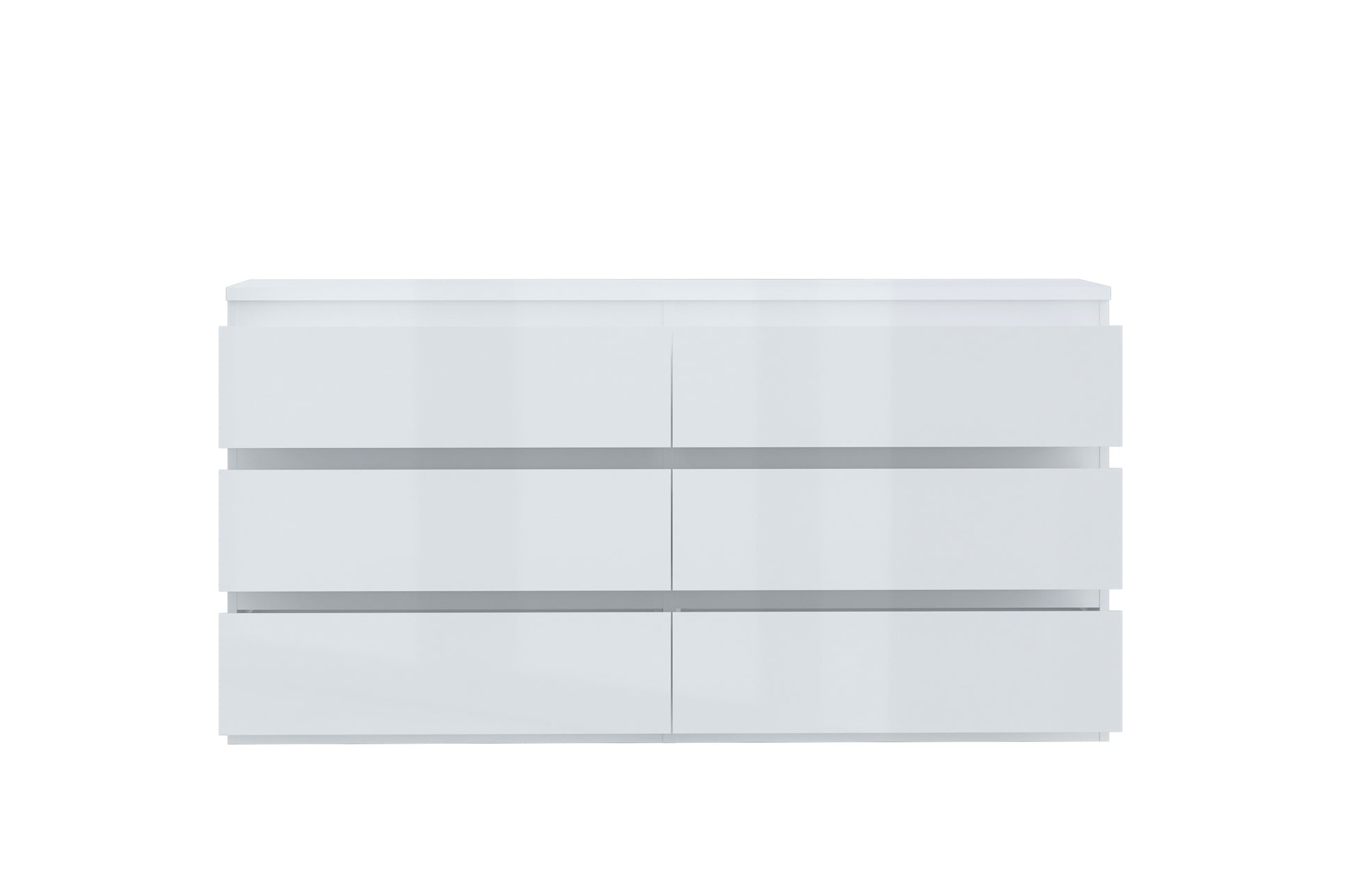 Alaska 6 Drawer Wide Chest of Drawers - White Gloss - FurniComp