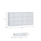 Alaska 6 Drawer Wide Chest of Drawers - White Gloss - FurniComp
