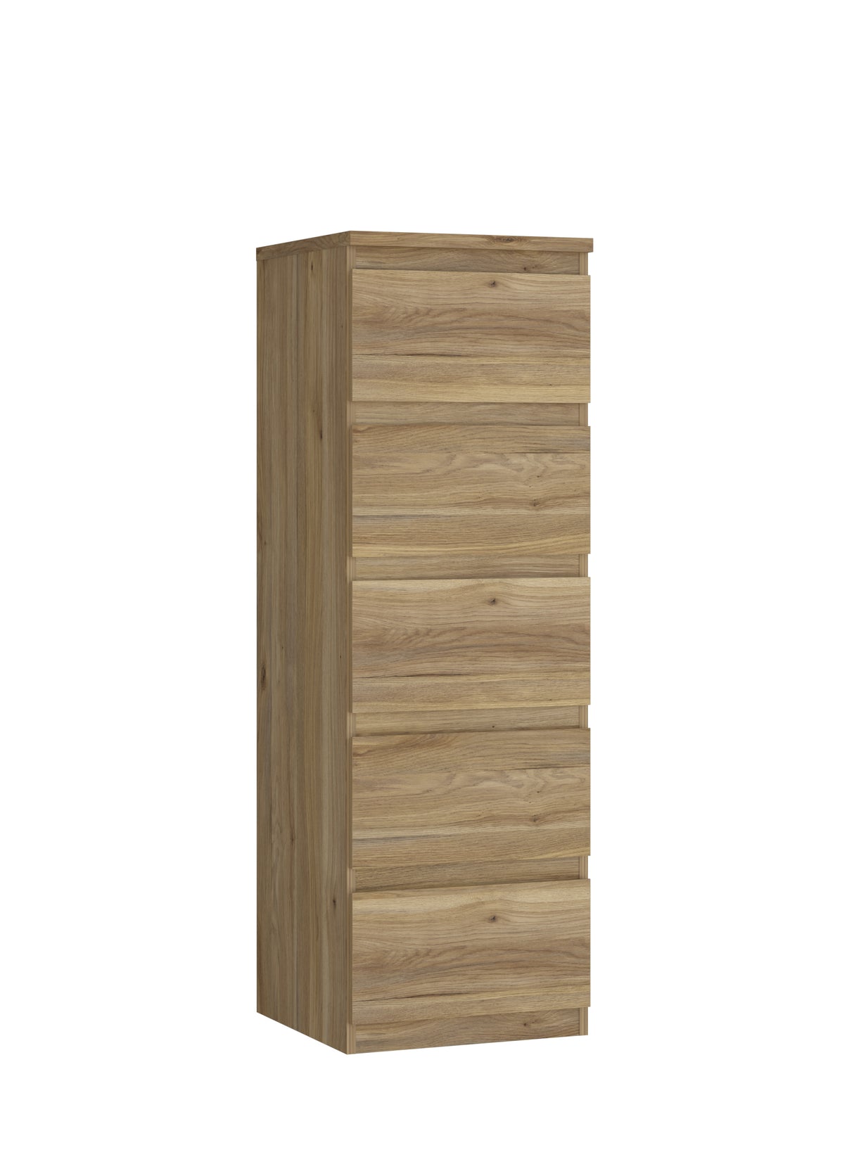 Alaska 5 Drawer Tall Chest of Drawers - Oak - FurniComp
