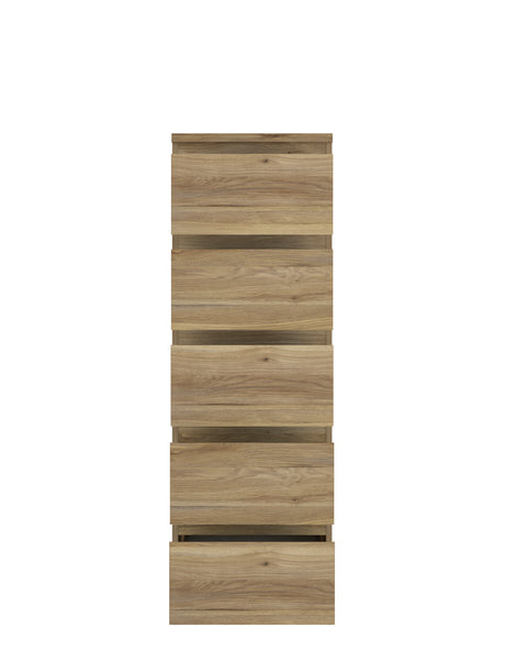 Alaska 5 Drawer Tall Chest of Drawers - Oak - FurniComp