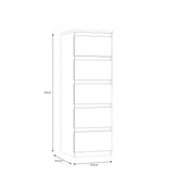 Alaska 5 Drawer Tall Chest of Drawers - Oak - FurniComp