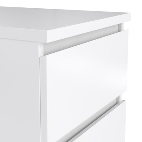 Alaska White Gloss 2 Drawer Bedside - FurniComp