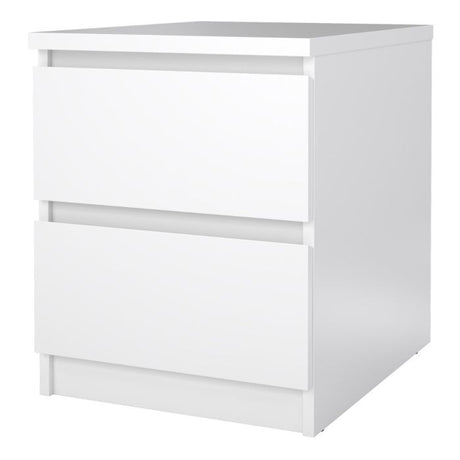 Alaska White Gloss 2 Drawer Bedside - FurniComp