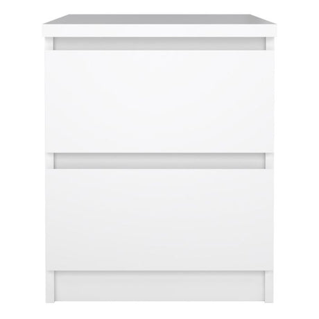 Alaska White Gloss 2 Drawer Bedside - FurniComp