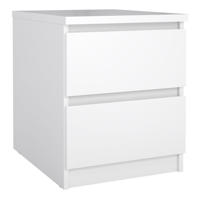Alaska White Gloss 2 Drawer Bedside