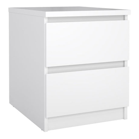 Alaska White Gloss 2 Drawer Bedside - FurniComp