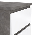 Alaska White Gloss & Concrete Grey 2 Drawer Bedside
