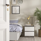 Alaska White Gloss & Concrete Grey 2 Drawer Bedside