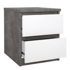 Alaska White Gloss & Concrete Grey 2 Drawer Bedside