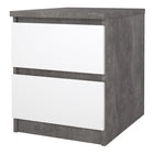 Alaska White Gloss & Concrete Grey 2 Drawer Bedside