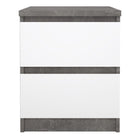 Alaska White Gloss & Concrete Grey 2 Drawer Bedside