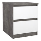 Alaska White Gloss & Concrete Grey 2 Drawer Bedside