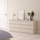 Alaska Wide Cashmere 6 Drawers (3+3) Chest of Drawer