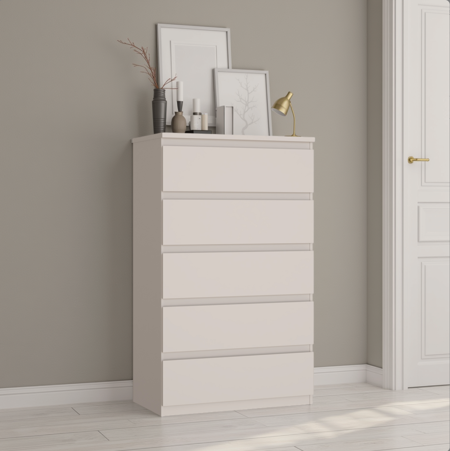 Alaska 5 Drawer Wide Chest of Drawers - Cashmere - FurniComp