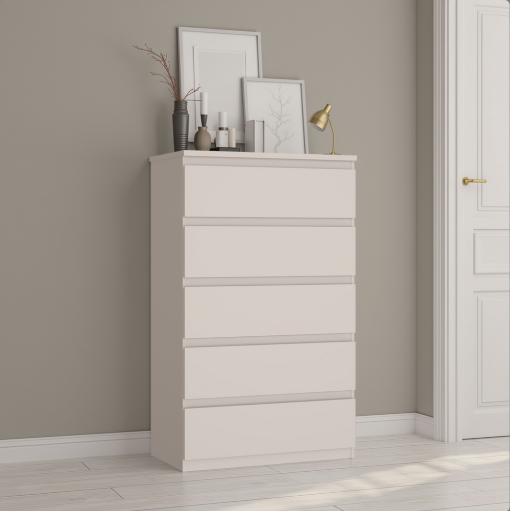 Alaska 5 Drawer Wide Chest of Drawers - Cashmere - FurniComp