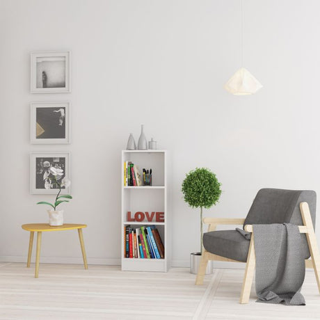 Alfie 40cm Narrow Bookcase - White - FurniComp