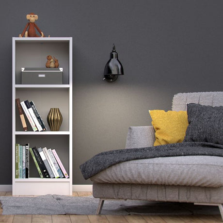 Alfie 40cm Narrow Bookcase - White - FurniComp