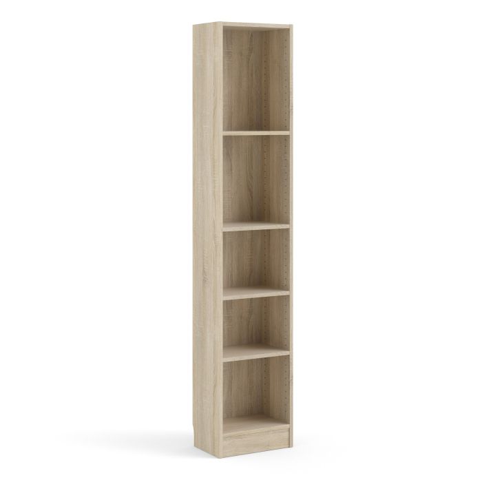 Alfie 40cm Tall Narrow Bookcase- Oak - FurniComp