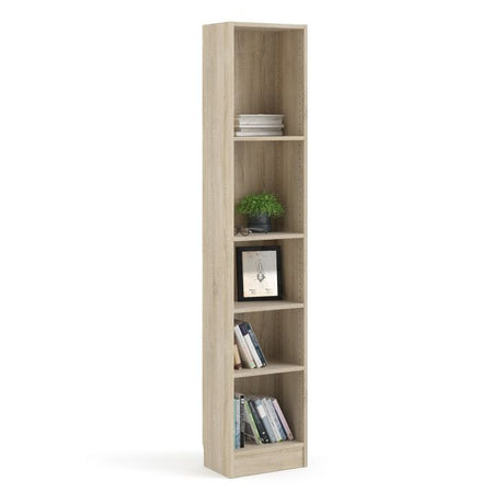 Alfie 40cm Tall Narrow Bookcase- Oak - FurniComp