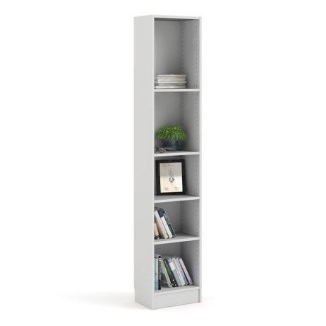 Alfie 40cm Tall Narrow Bookcase- White - FurniComp